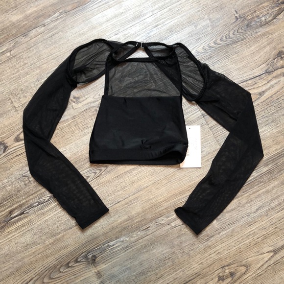 Double Platinum BLACK Mesh Crop Top- SZ XS - Picture 2 of 9